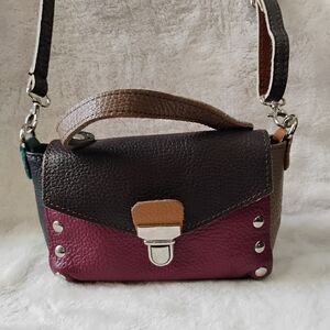 Silvano Borgatti Genuine Leather Italian Crossbody Color Block Bag